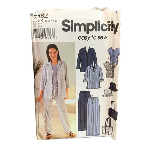 Simplicity Easy-To-Sew Pattern 7182 Women Sizes 8-14 Pants Shirt Hat Bag - Picture 1 of 2